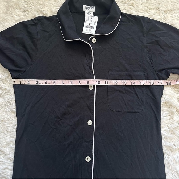 J. Crew Factory Pajama Top Petite Long Sleeve Knit Black White Trim SP NWT New - Picture 8 of 10